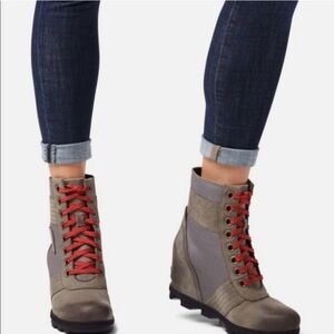 Sorel Lexi Wedge in Quarry - Gray and Red Women's Boots